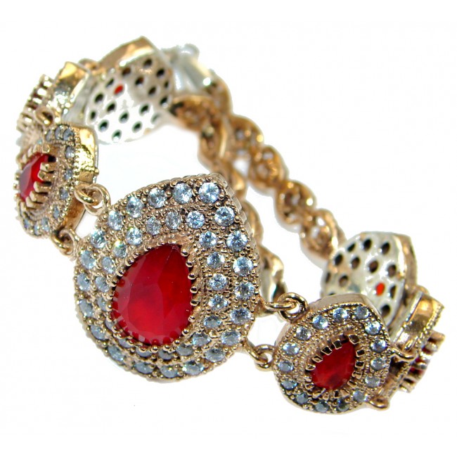 Great created Ruby Gold Rhodium plated over over Sterling Silver Bracelet