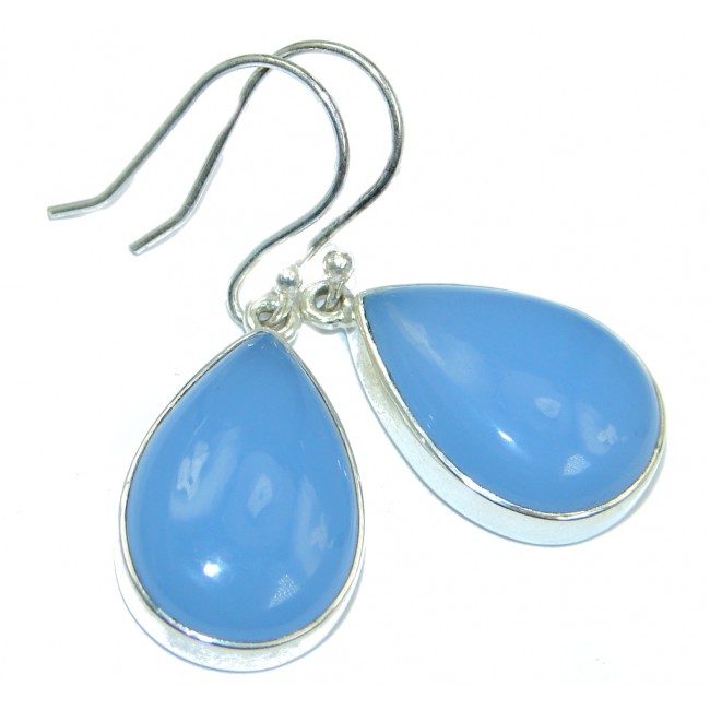 Simple Design Chalcedony Agate Sterling Silver earrings