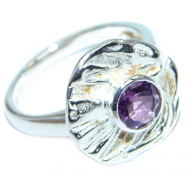 Great Design Amethyst Italy made Sterling Silver ring s. 8
