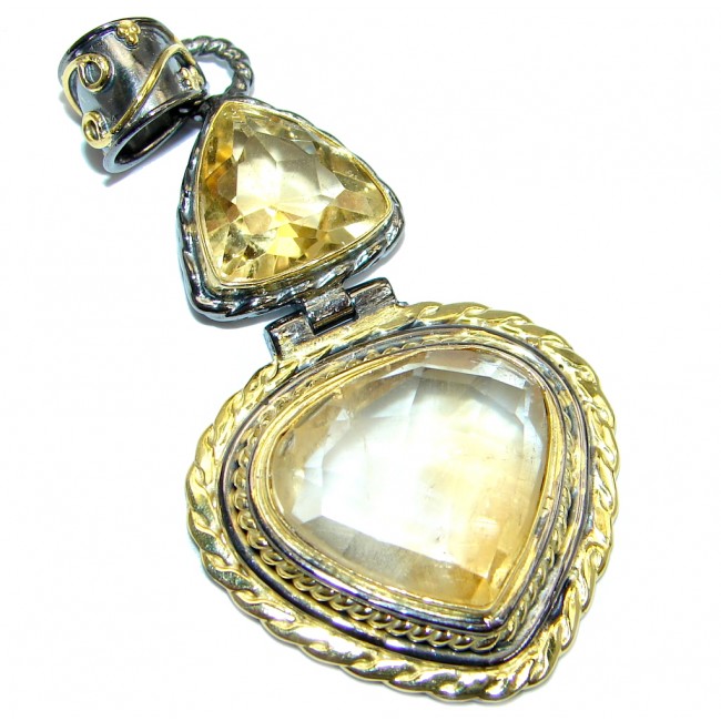 Great Citrine Rose Gold plated over Sterling Silver handmade Pendant