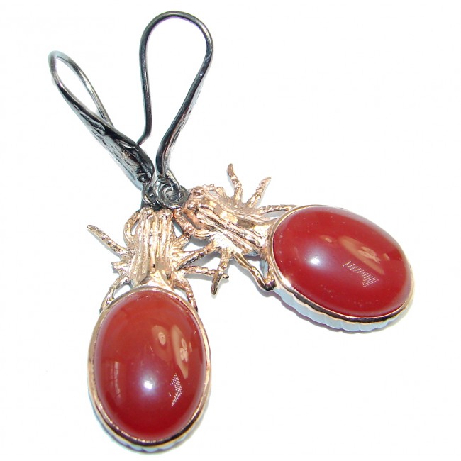 Natural Carnelian Rose Gold Rhodium plated over Sterling Silver Earrings