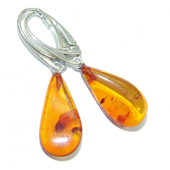 Beautiful Polish Amber Sterling Silver handcrafted Earrings