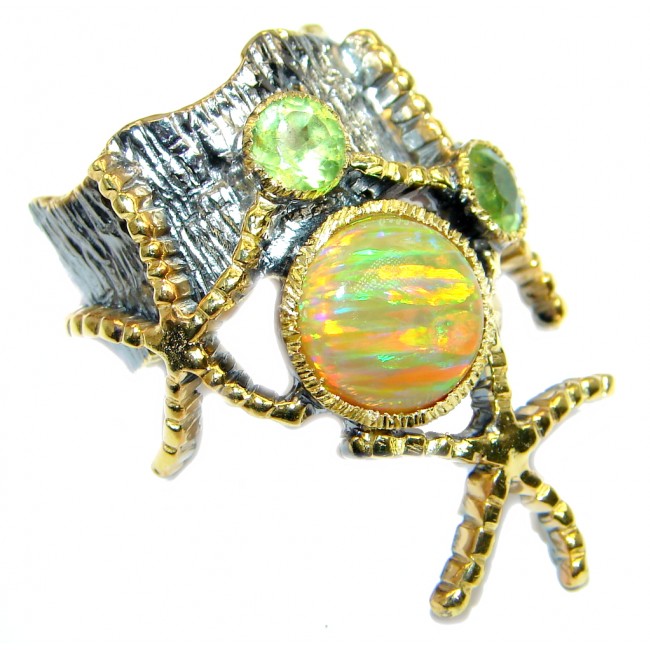 Japanese Fire Opal Gold plated over Sterling Silver ring size 5