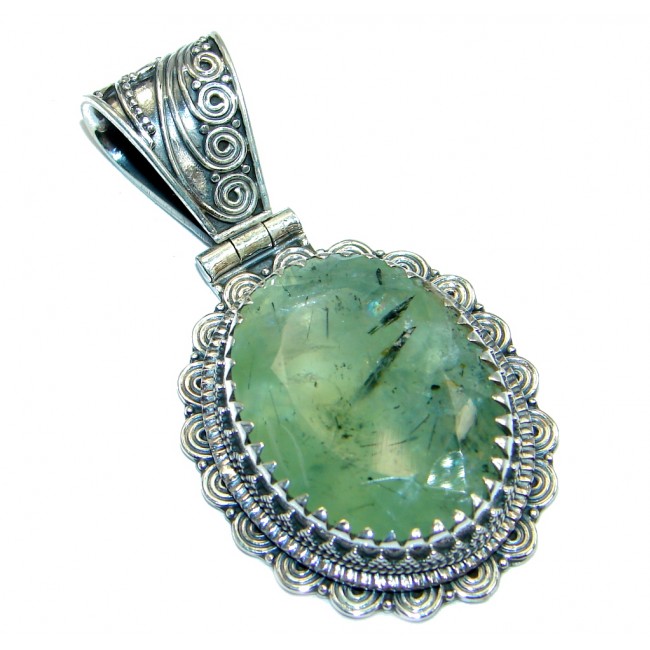 Genuine AAA quality Green Moss Prehnite Sterling Silver handcrafted Pendant