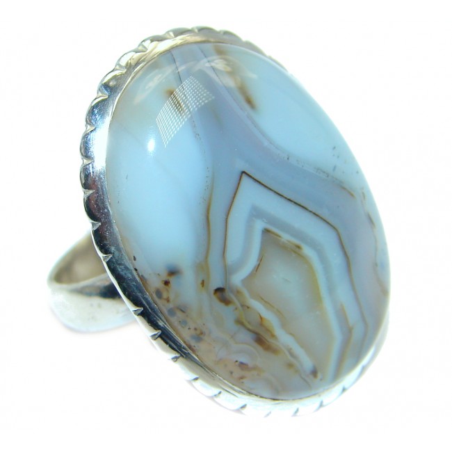 Exotic Botswana Agate Sterling Silver Ring s. 7