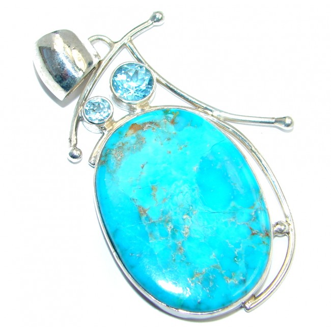 Great quality Sleeping Beauty Turquoise Sterling Silver handmade Pendant