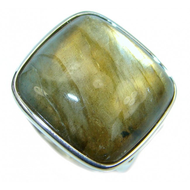 Great Blue Fire Labradorite Sterling Silver Ring size 8 1/2