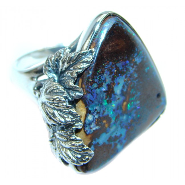 Classic Boulder Opal Sterling Silver handcrafted ring size 9