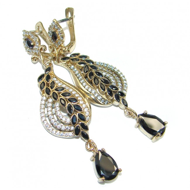 Carmen Victorian Style Onyx Two Tones Sterling Silver earrings