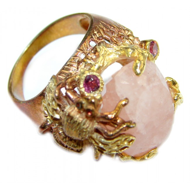 20ct. Natural Morganite Gold plated over 925 Sterling Silver Ring Size 8