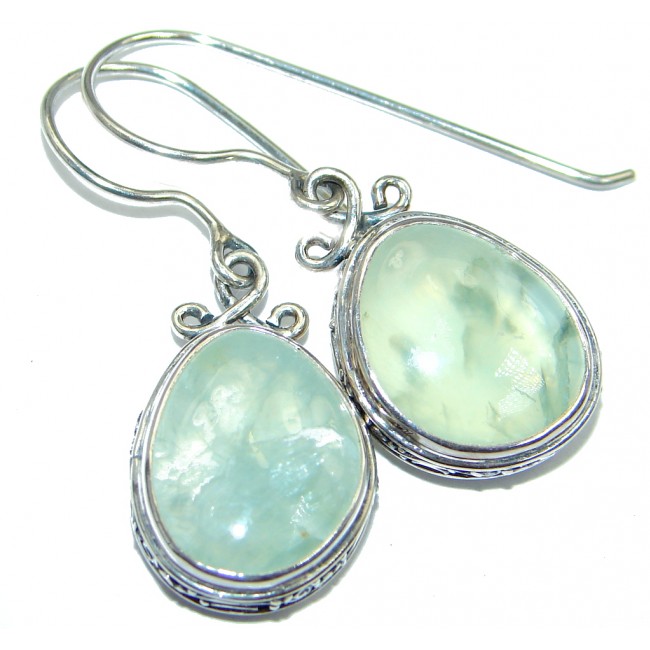 Authentic Moss Prehnite Oxidized Sterling Silver handmade earrings