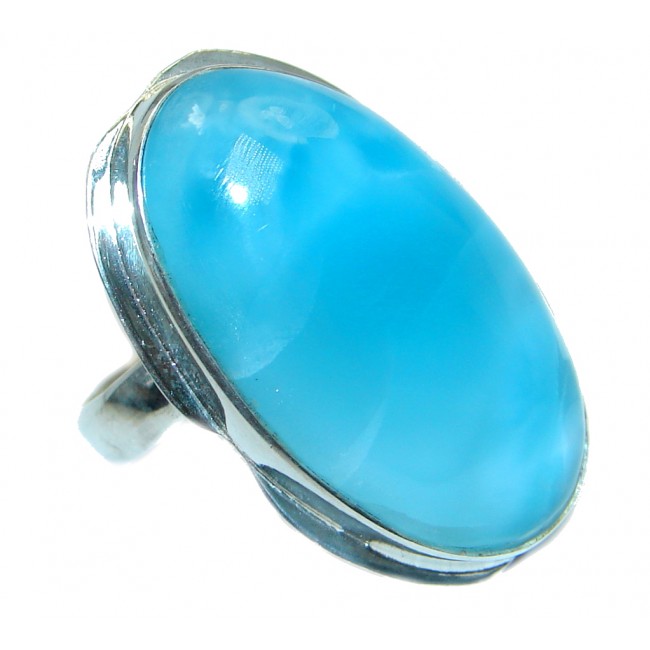 The best quality Genuine Larimar Oxidized Sterling Silver handmade Ring size adjustable