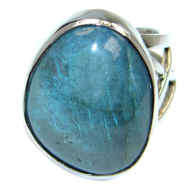 Big Blue Fire Labradorite Sterling Silver handmade ring size 7