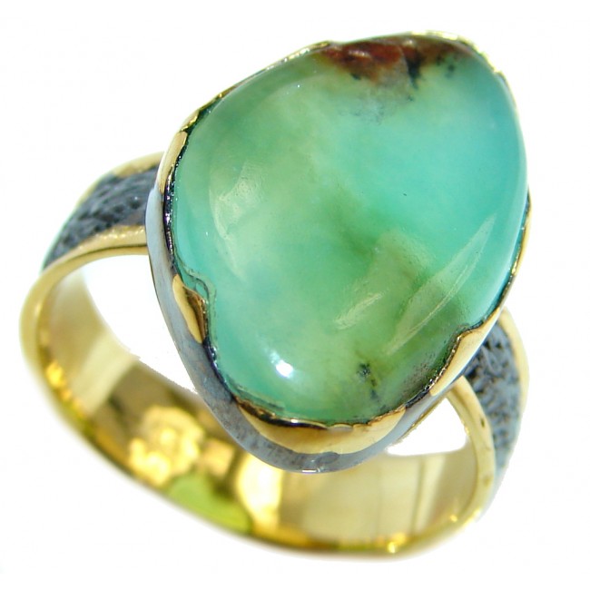 Statement Ring Chrysoprase Gold Rhodium Plated over Sterling Silver Ring s. 7