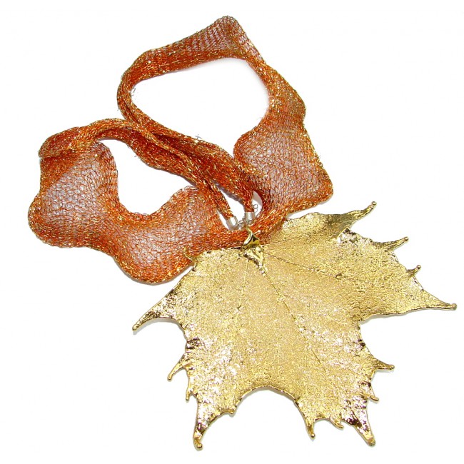 Big Stylish Real Leaf Deep In Copper Sterling Silver necklace