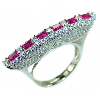 Large Ruby .925 Sterling Silver brilliantly handcrafted ring s. 7