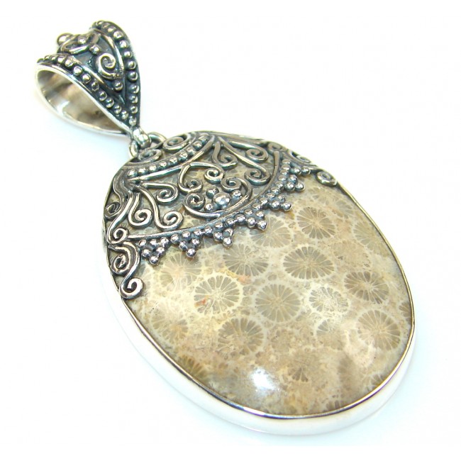 Classy Fossilized Coral Sterling Silver pendant