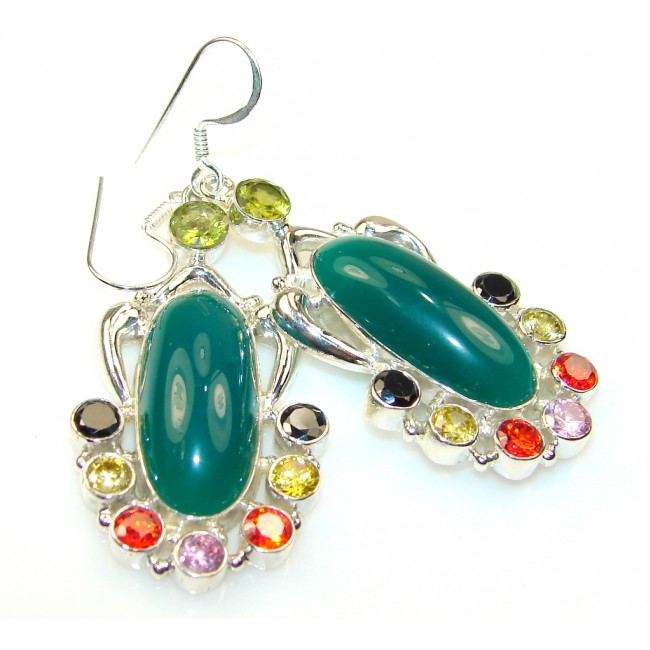 Fantastic Color Of Agate Sterling Silver earrings
