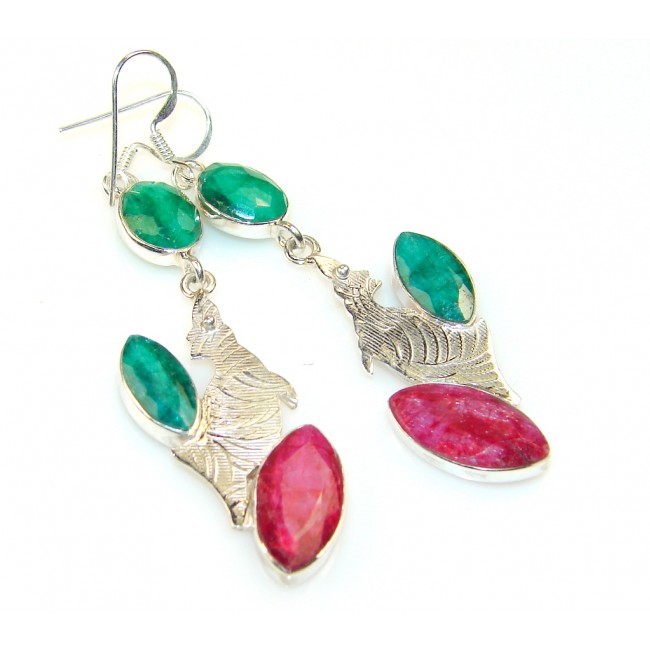 Excellent Emerald Sterling Silver earrings