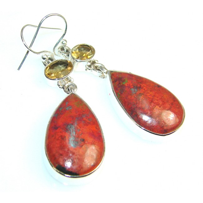 Trendy Red Sonora Jasper Sterling Silver earrings