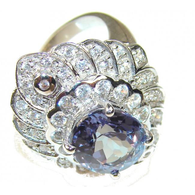 Precious Deep Blue Tanzanite Sterling Silver Ring s. 7 1/4
