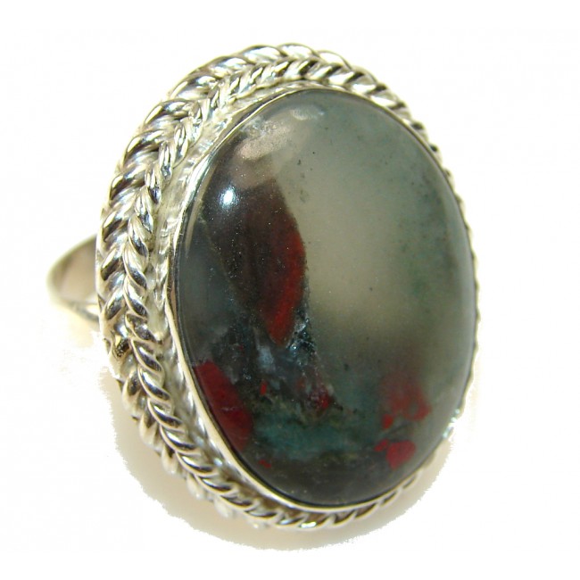 Classy!! Moss Agate Sterling Silver ring s. 11 1/2