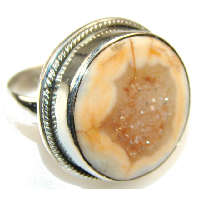 Amazing Druzy Agate Sterling Silver Ring s. 9 3/4