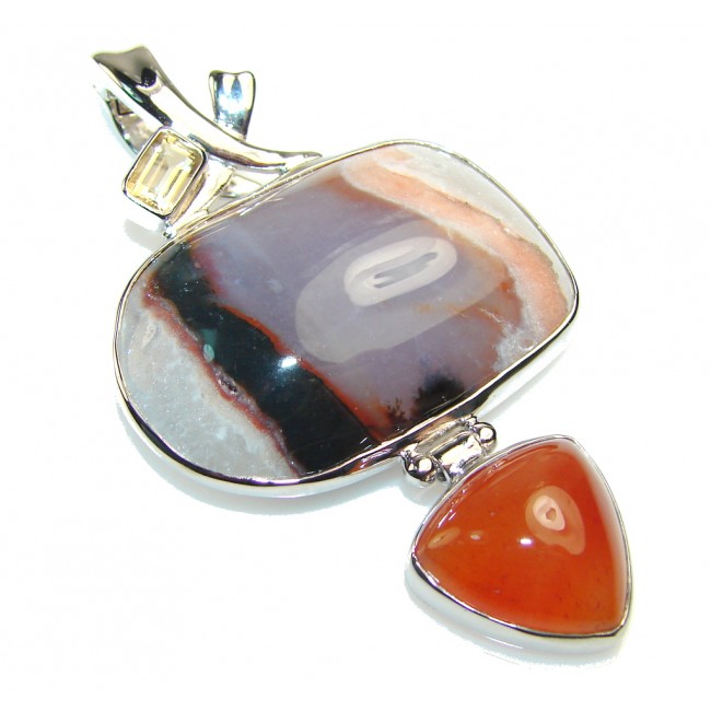 Fabulous Color Of Agate Sterling Silver Pendant