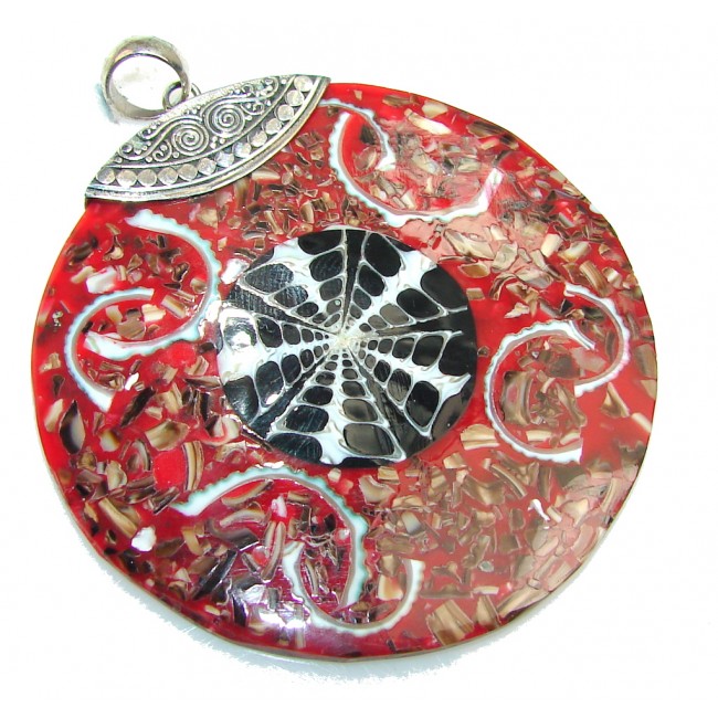 So In LOve!! Red Ocean Shell Sterling Silver Pendant