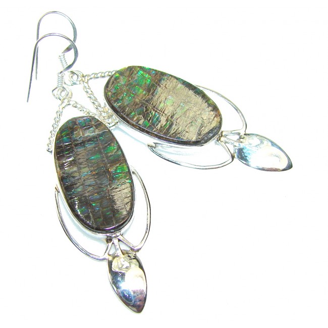 Natural Ammolite Sterling Silver earrings