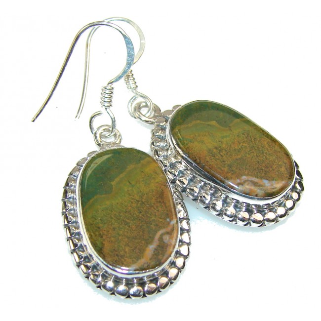 Solid Rainforest Jasper Sterling Silver earrings