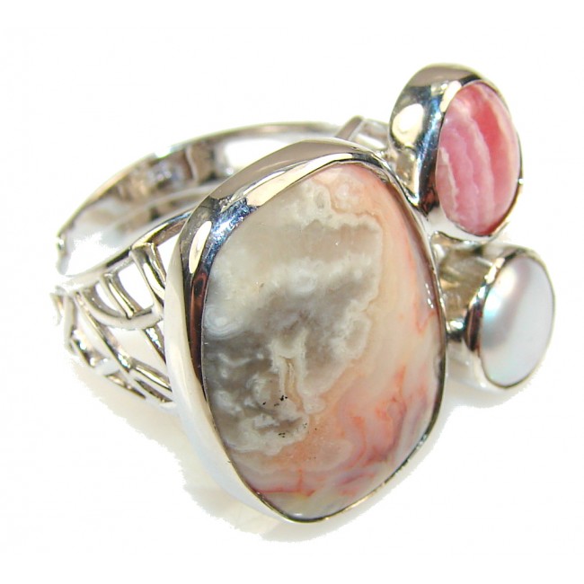 Beautiful Imperial Jasper Sterling Silver Ring s. 8 - Adjustable