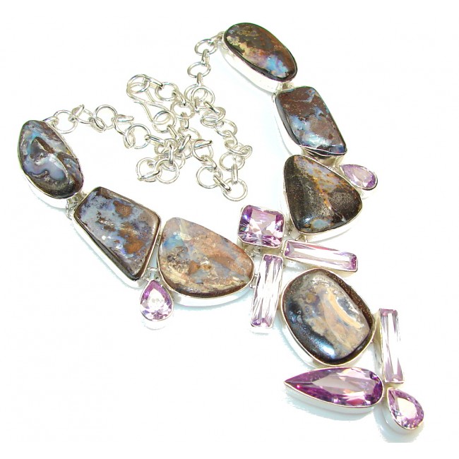Stylish Boulder Opal Sterling Silver necklace