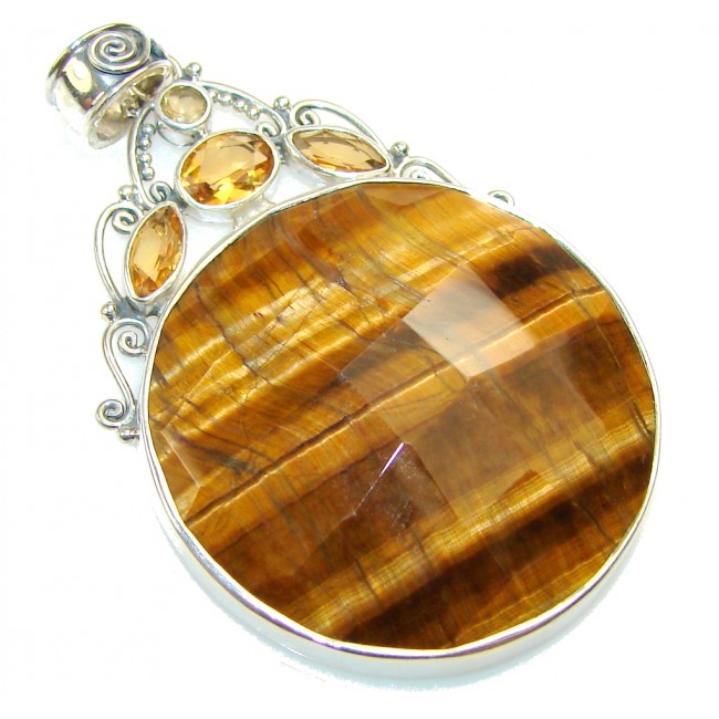 Amazing Tigers Eye Sterling Silver Pendant