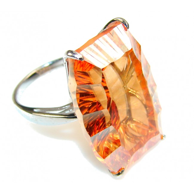 Awesome Golden Topaz Sterling Silver Ring s. 7 1/2