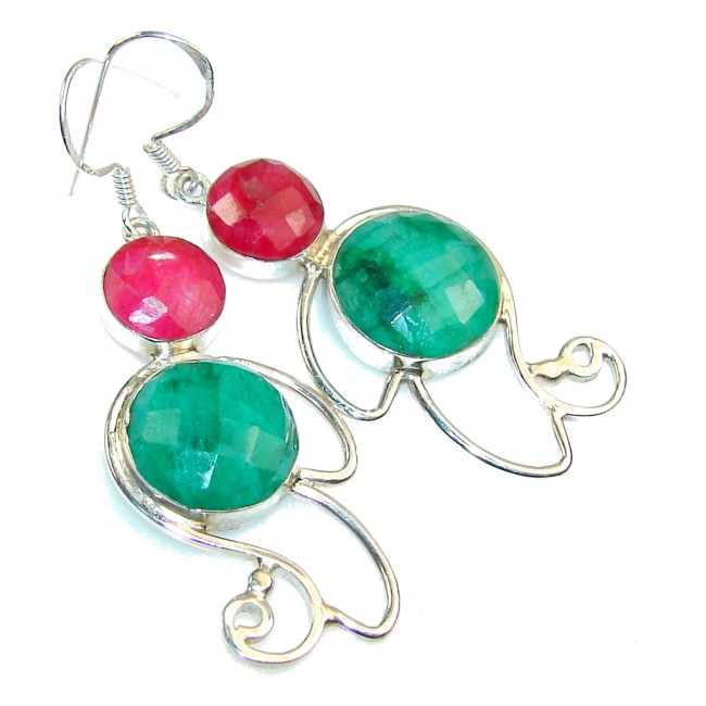 Spring Daisy!! Green Emerald Sterling Silver earrings