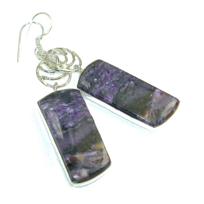 Fabulous Purple Charoite Sterling Silver earrings