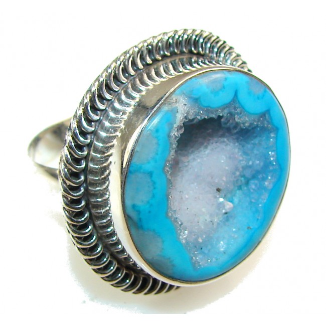 Unige Blue Agate Druzy Sterling Silver Ring s. 10 1/2