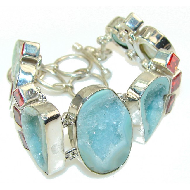 Delicate Blue Agate Druzy Sterling Silver Bracelet
