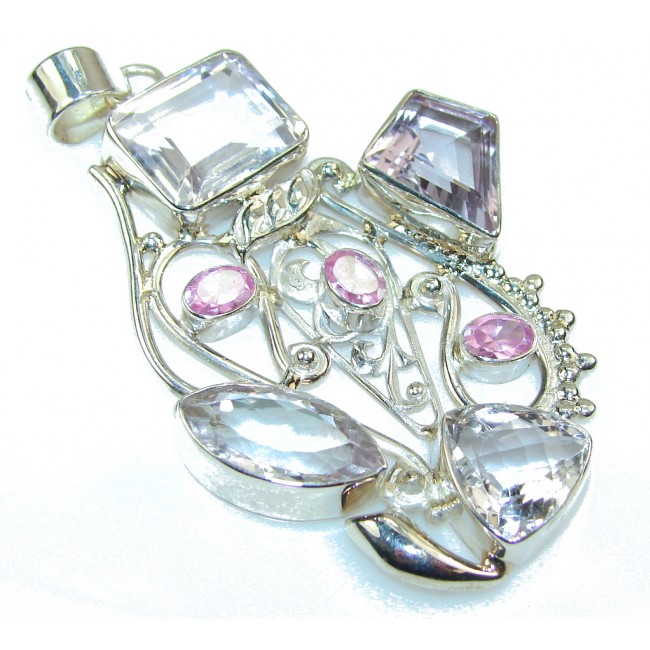 Excellent Pink Amethyst Sterling Silver Pendant