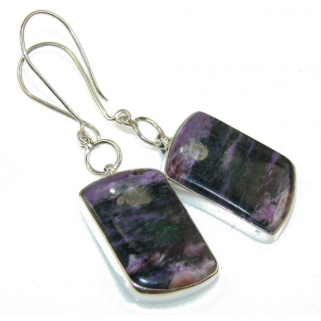 Excellent Siberian Purple Charoite Sterling Silver earrings