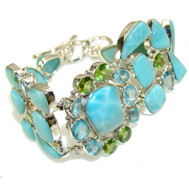 Amazing Design!! Blue Larimar Sterling Silver Bracelet