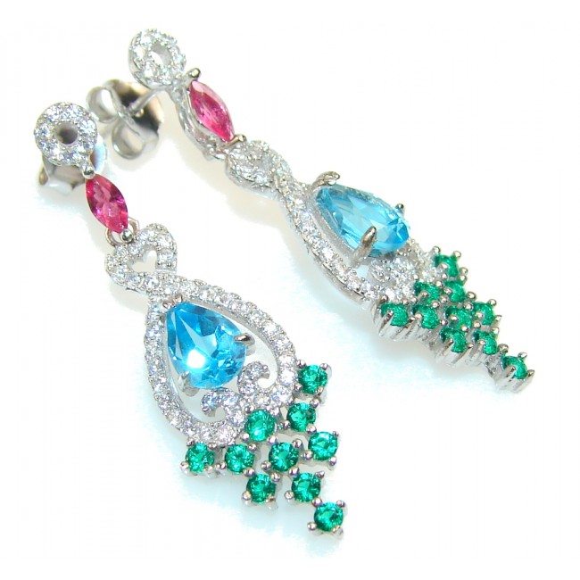Excellent Design!! Blue Topaz Sterling Silver earrings