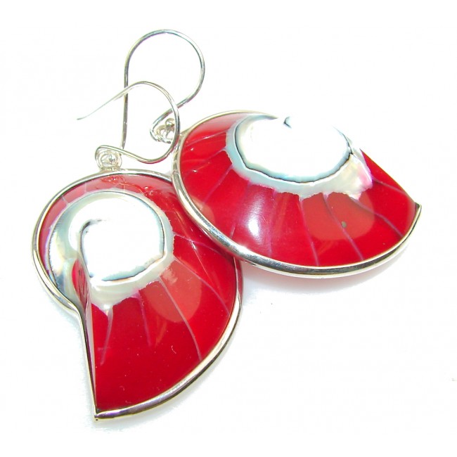 Precious Red Ocean Shell Sterling Silver earrings