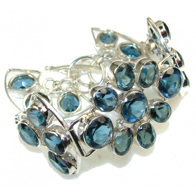 Created London Blue Topaz Sterling Silver Bracelet