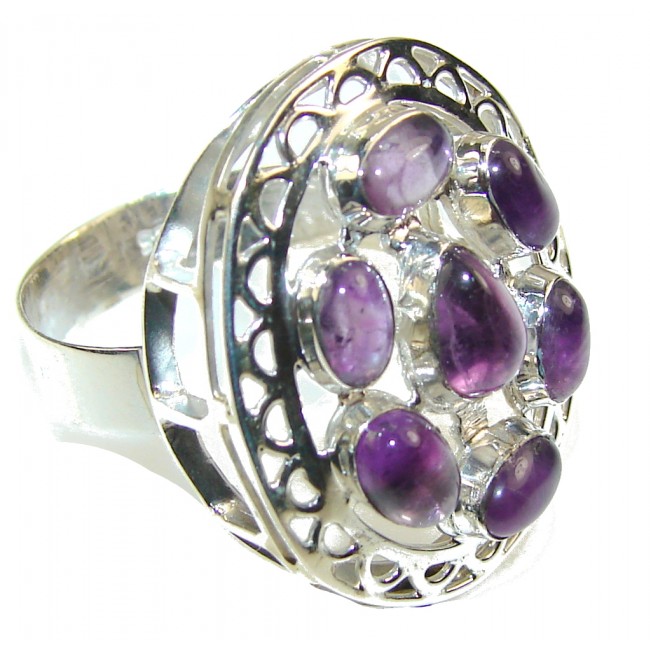 Natural Purple Amethyst Sterling Silver ring s. 9
