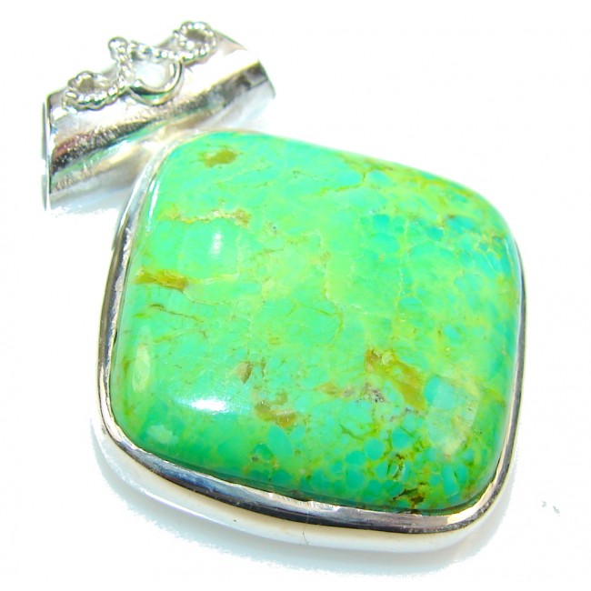 Fresh Green Turquoise Sterling Silver Pendant