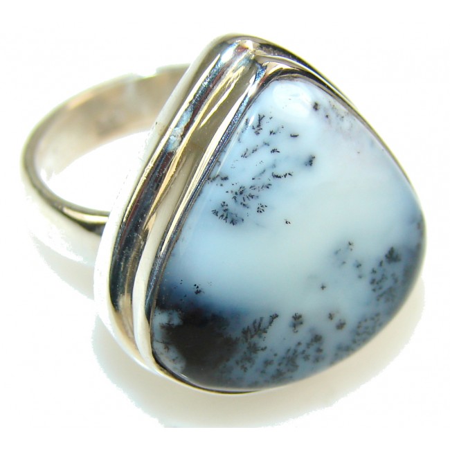 Beautiful Dendritic Agate Sterling Silver Ring s. 6
