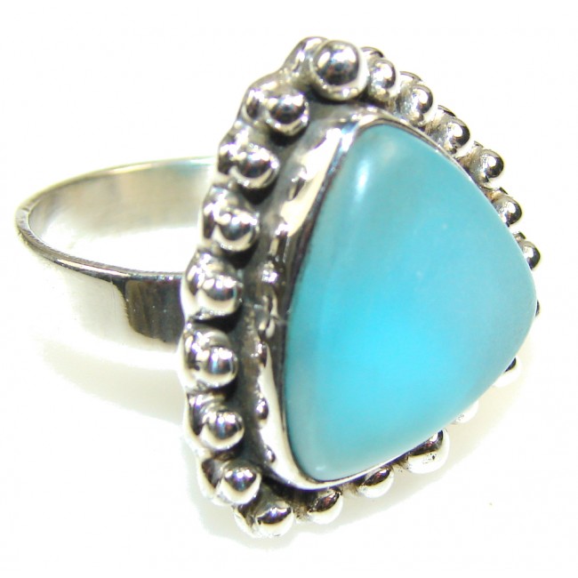 Fantastic Blue Agate Sterling Silver Ring s. 8