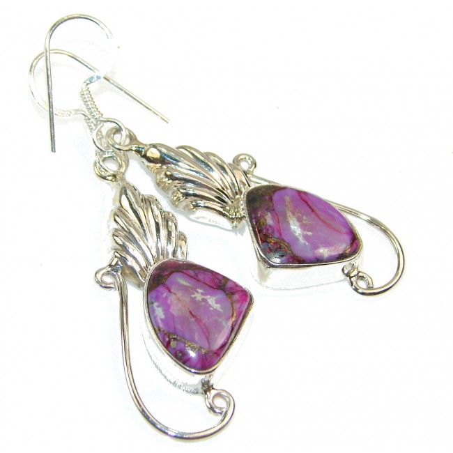 Amazing Purple Copper Turquoise Sterling Silver earrings